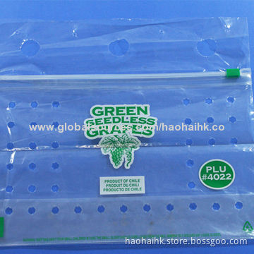 Resealable Slider Fruit Bag, with Many Holes Customized Logos Welcomed